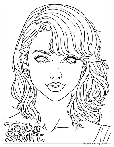Pretty Taylor Swift Coloring Page