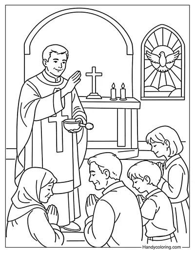 Priest Giving Blessing in Church