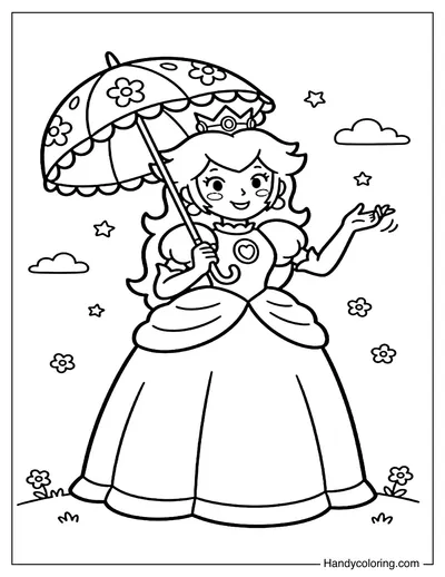 Princess Peach Holding a Umbrella