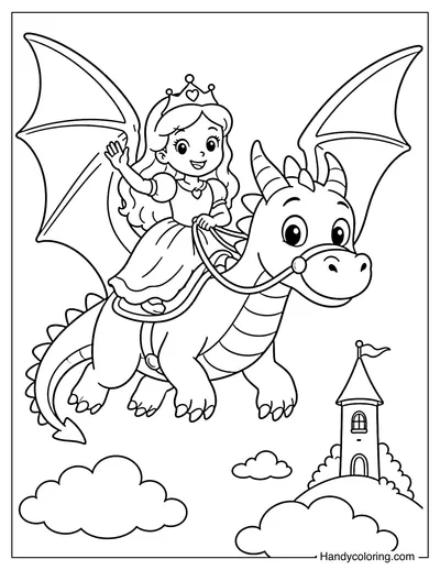 Princess Riding a Friendly Dragon