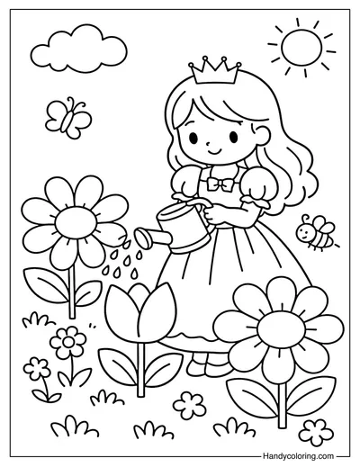 Princess Watering Flowers
