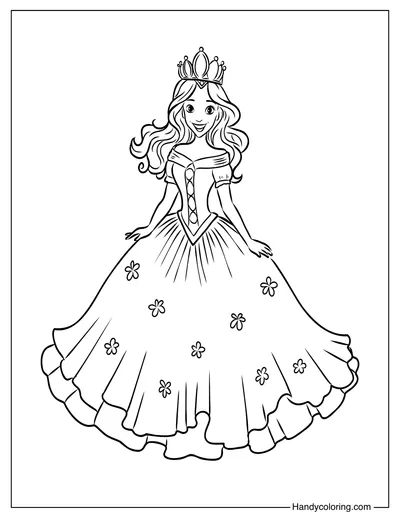 Princess with Sparkling Dress Coloring