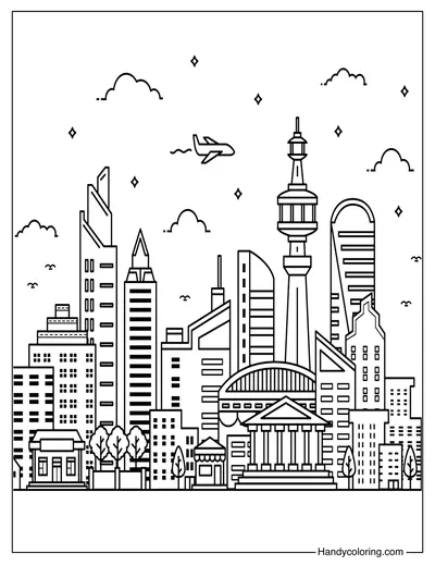 Printable City Coloring Page