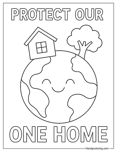 Protect Our One Home Poster Coloring Page