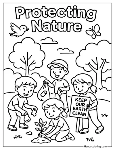 Protecting Nature Coloring Page
