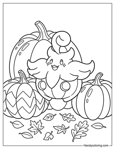 Pumpkaboo Floating Through a Pumpkin Patch
