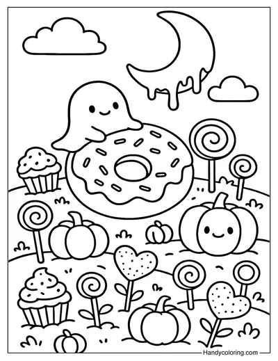 Pumpkin Candy Meadow Coloring Page