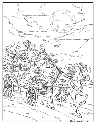 Pumpkin Carriage Cinderella Coloring Page