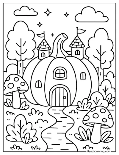 Pumpkin Castle Coloring Page
