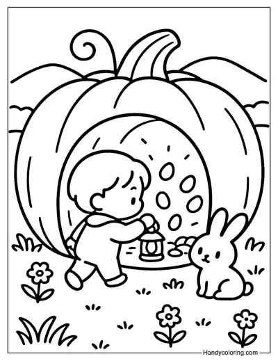Pumpkin Cave Coloring Page