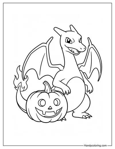 Pumpkin Charizard Coloring Page