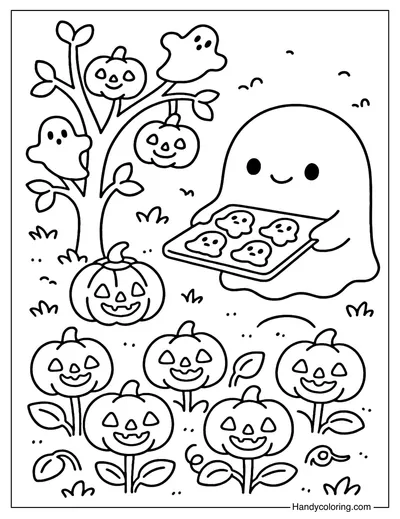 Pumpkin Cookie Garden Coloring Page