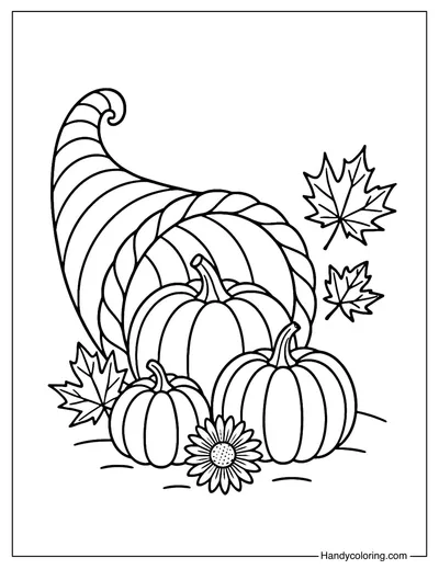 Pumpkin Cornucopia Coloring Page