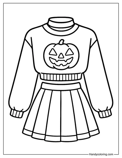 Pumpkin Crop Sweater Outfit Coloring Page
