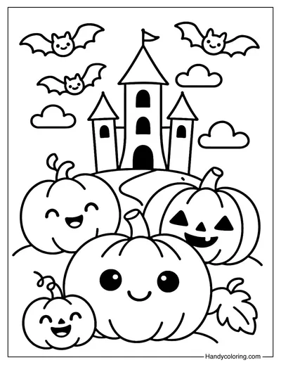 Pumpkin Family Party Coloring Page