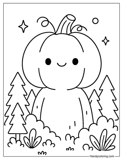 Pumpkin Forest Guardians Coloring Page