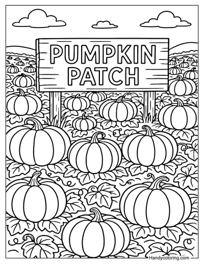 Pumpkin Garden Harvest Coloring Page