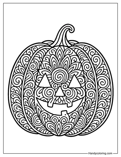 Pumpkin Mandala Magic Coloring Page