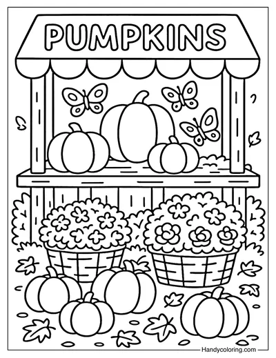 Pumpkin Market Stall Coloring Page