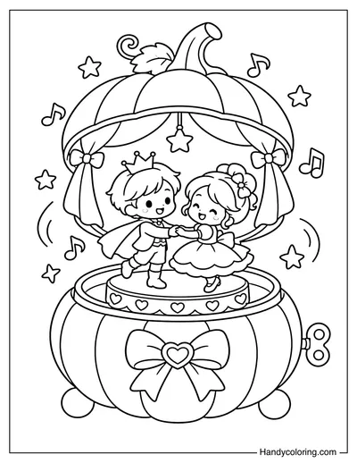 Pumpkin Music Box with Tiny Dancers