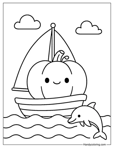 Pumpkin Ocean Adventure Coloring Page