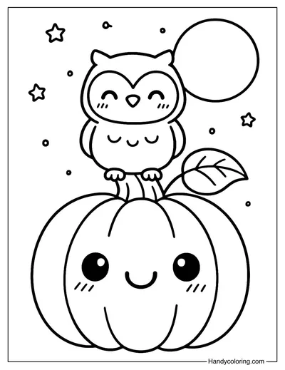 Pumpkin Owl Friend Coloring Page