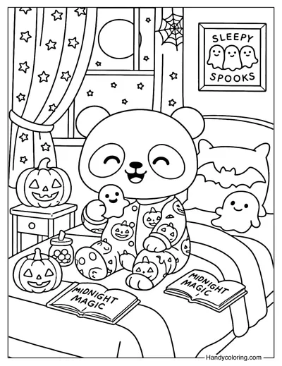 Pumpkin Pajama Panda Coloring Page