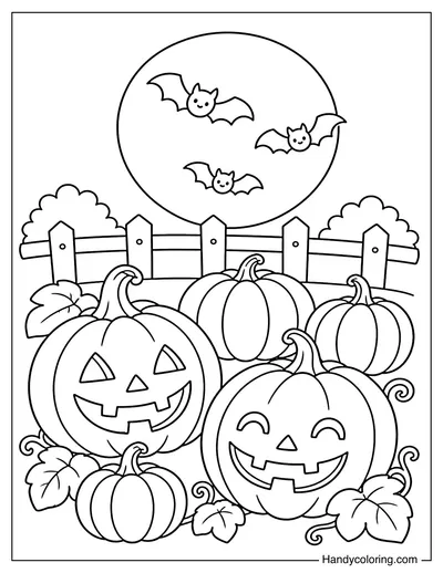 Pumpkin Patch Under Full Moon