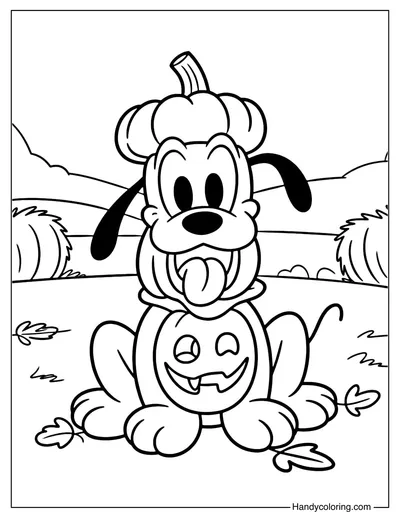 Pumpkin Pluto Disney Coloring Page