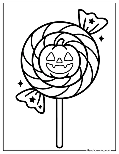 Pumpkin Star Lollipop Coloring Page