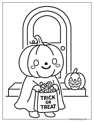 Pumpkin Trick or Treat Coloring Page