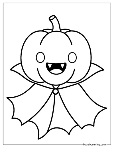 Pumpkin Vampire Smile Coloring Page