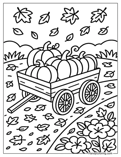 Pumpkin Wagon Ride Coloring Page