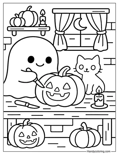 Pumpkin Workshop Coloring Page