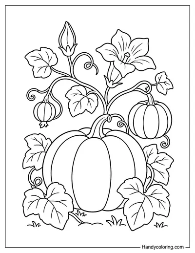 Pumpkins Growing from Flower to Fruit