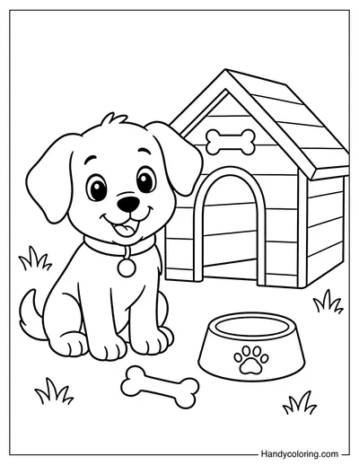 Puppy Beside Dog House