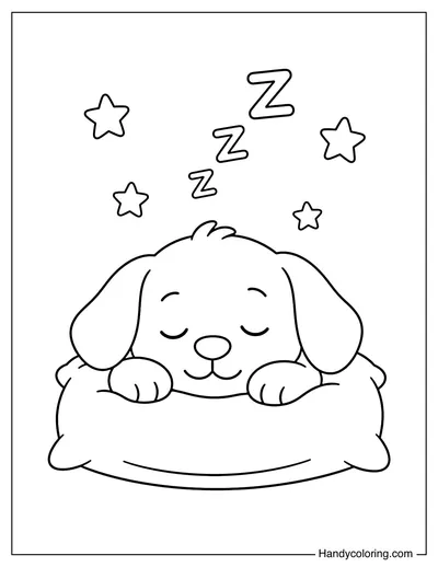 Puppy Sleeping on Soft Pillow