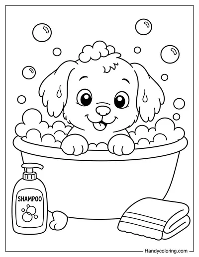 Puppy Taking Bubble Bath