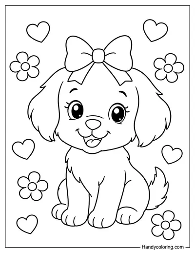 Puppy Wearing a Cute Bow