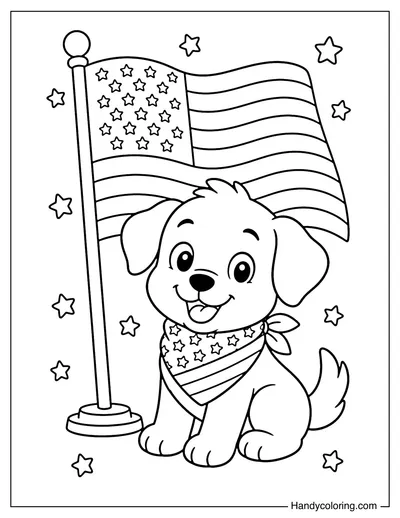 Puppy with American Flag