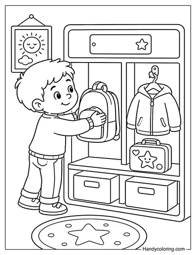 Putting Backpack in Cubby