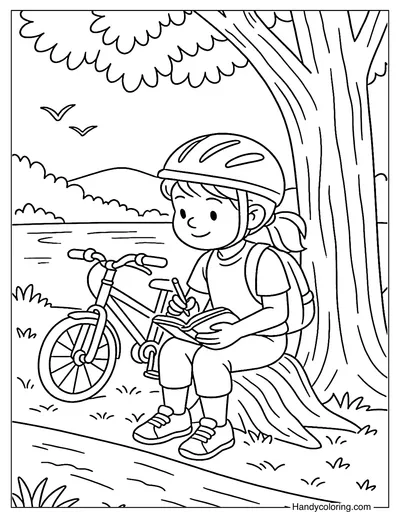 Quiet Moment Bike Coloring Page
