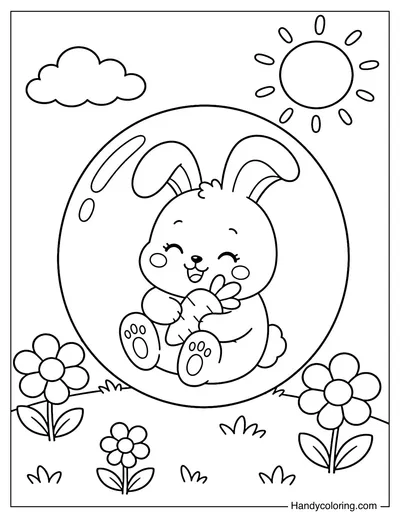 Rabbit Floating Inside a Water Bubble
