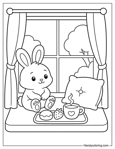 Rabbit Having a Window Seat Breakfast