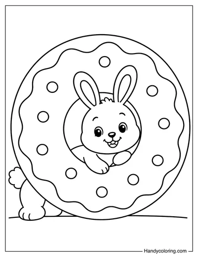 Rabbit Leaning on a Giant Standing Donut