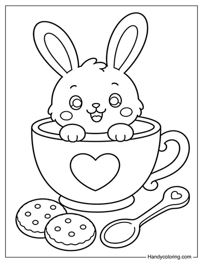 Rabbit Peeking from a Teacup