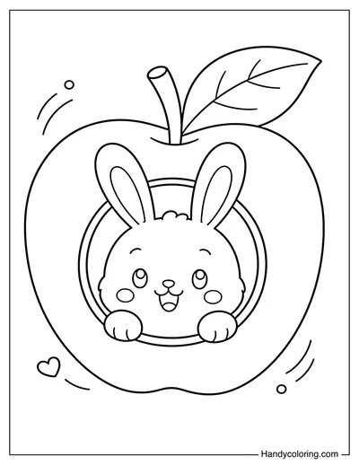 Rabbit Peeking Out of a Giant Apple
