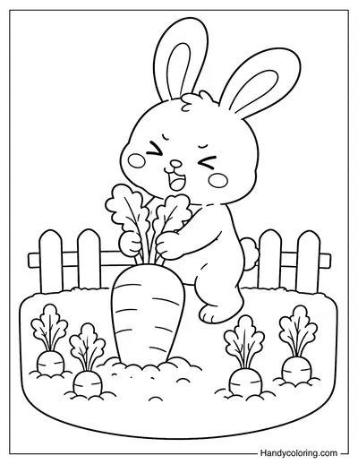 Rabbit Pulling a Giant Carrot
