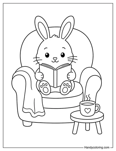 Rabbit Reading in a Cozy Armchair