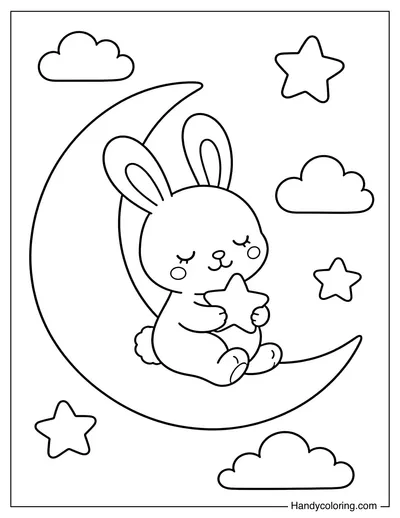 Rabbit Sitting on a Crescent Moon